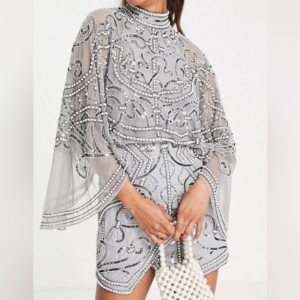 NWT ASOS Design pearl embellished mini dress